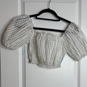 Kimchi Blue White Sheer Puff Sleeve Crop Top